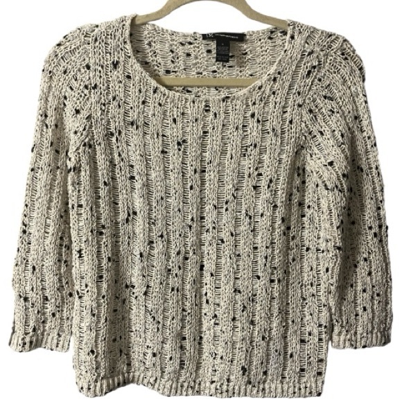 INC International Concepts Sweaters - INC Crochet Sweater, Long Sleeve, Neutral, Metallic, Sz S, Cotton, Timeless